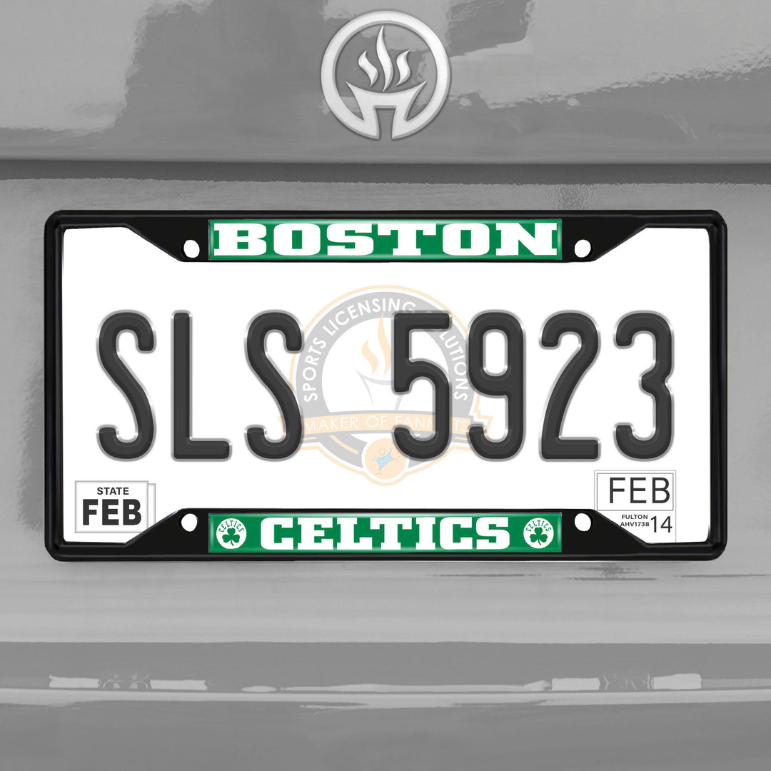 Fanmats Boston Celtics Metal License Plate Frame Black Finish