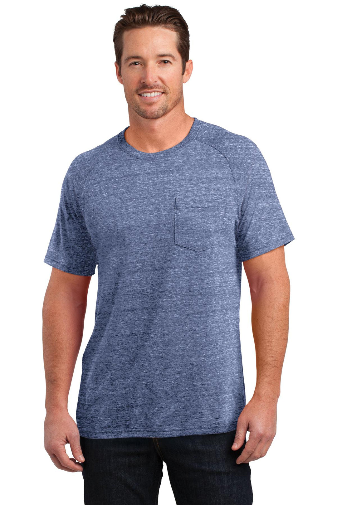 District Made Men's Tri-Blend Pocket Tee. DM340 District