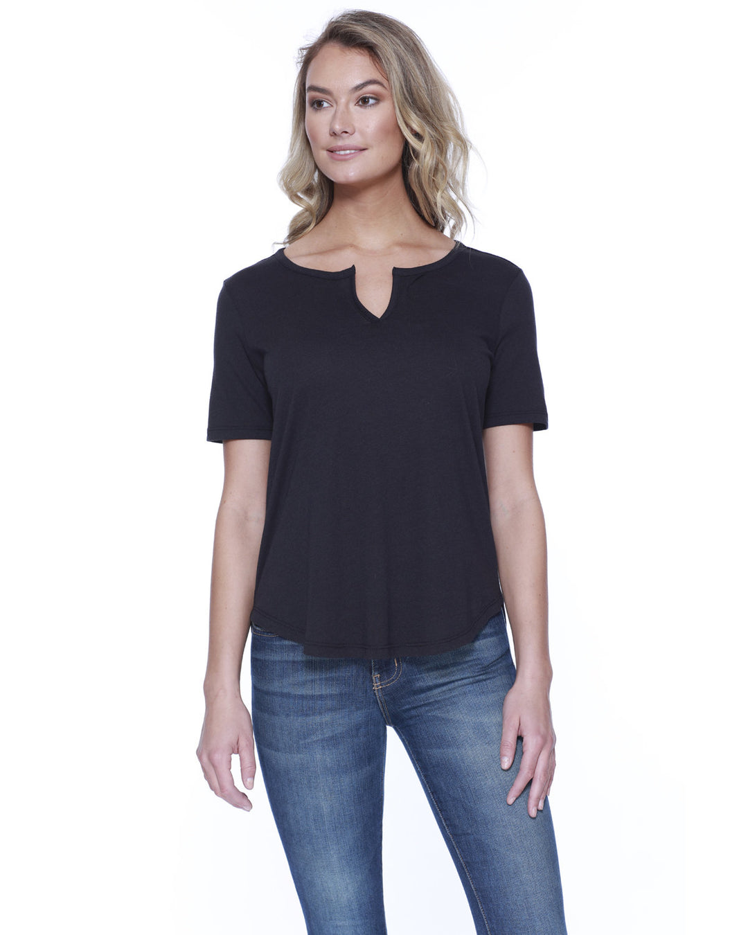 StarTee Ladies' Cotton/Modal Slit V-Neck StarTee