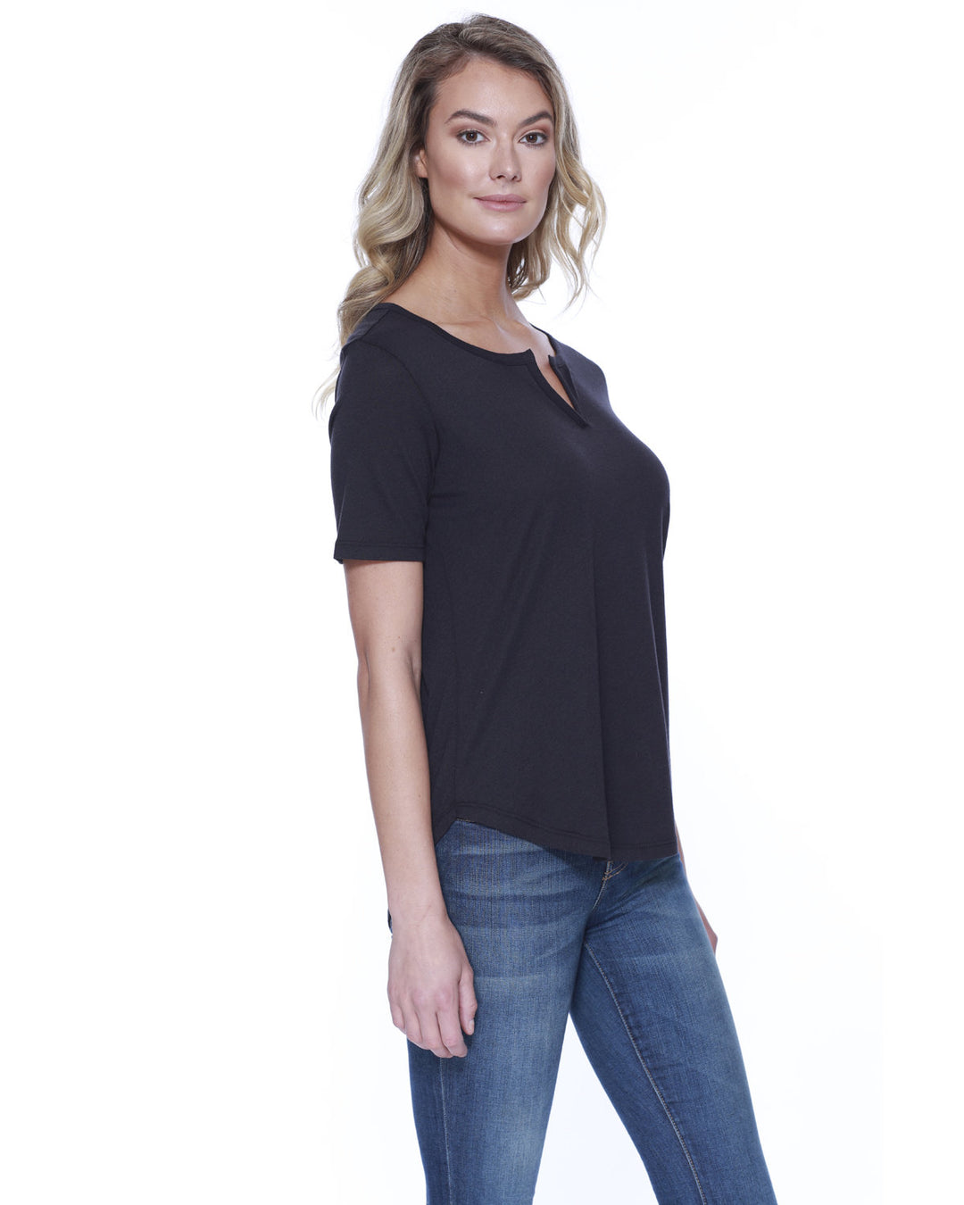 StarTee Ladies' Cotton/Modal Slit V-Neck StarTee