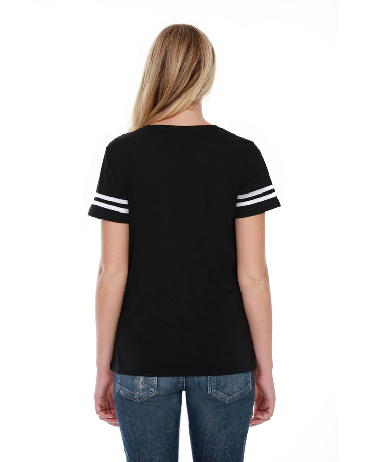 StarTee Ladies' 4.3 oz., CVC Striped Varsity T-Shirt StarTee