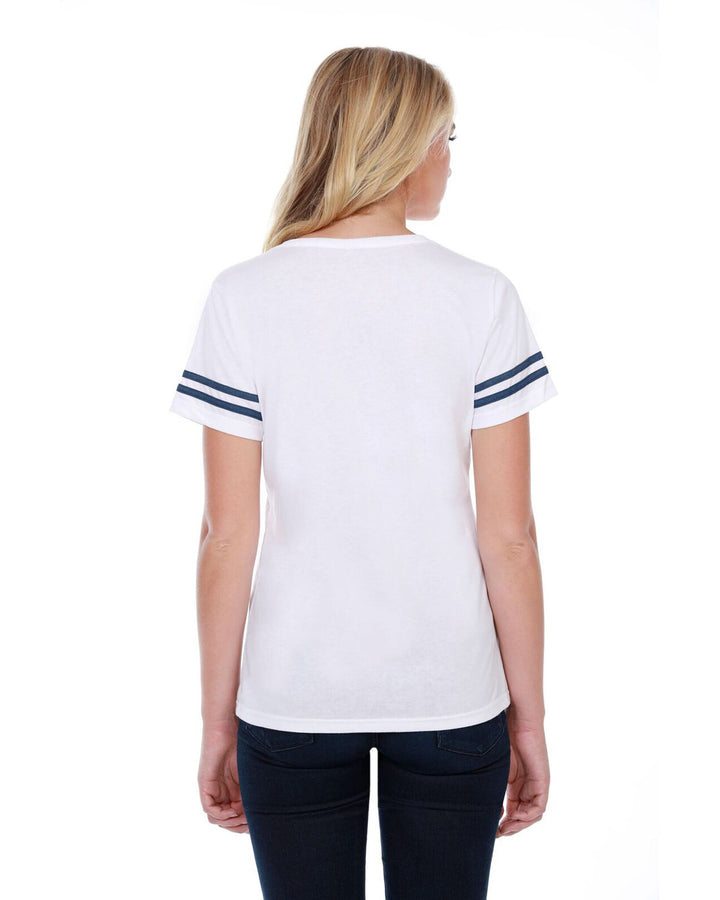 StarTee Ladies' 4.3 oz., CVC Striped Varsity T-Shirt StarTee