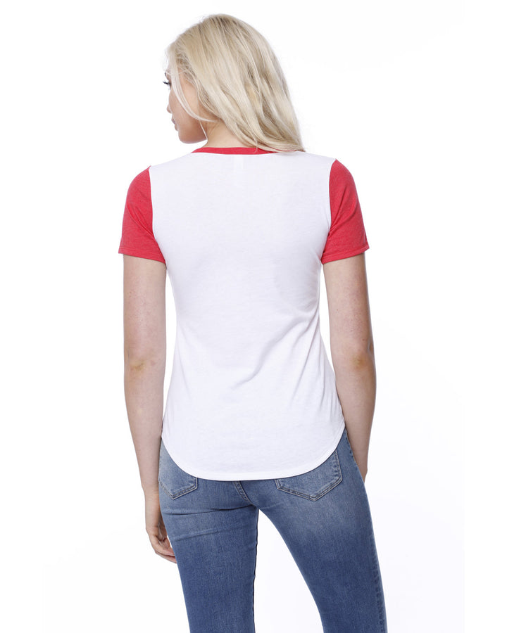 StarTee Ladies' CVC Varsity V-Neck T-Shirt StarTee