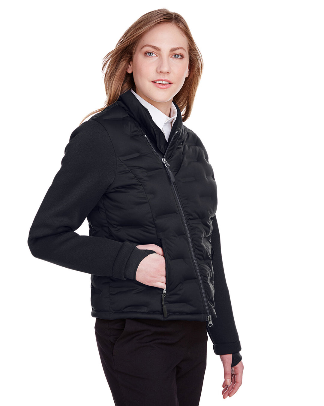 North End Ladies' Loft Pioneer Hybrid Bomber Jacket North End