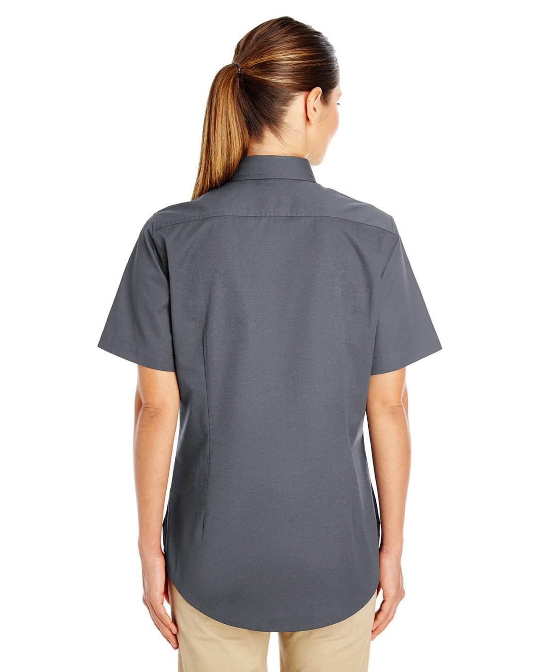 Harriton Ladies' Foundation 100% Cotton Short-Sleeve Twill Shirt with Teflon™ Harriton