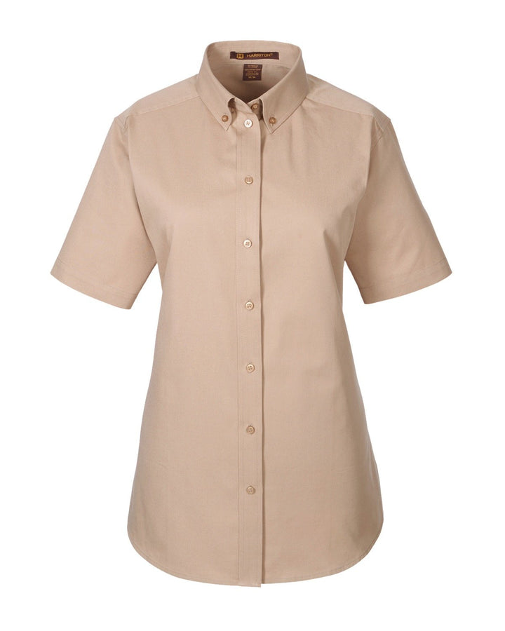 Harriton Ladies' Foundation 100% Cotton Short-Sleeve Twill Shirt with Teflon™ Harriton