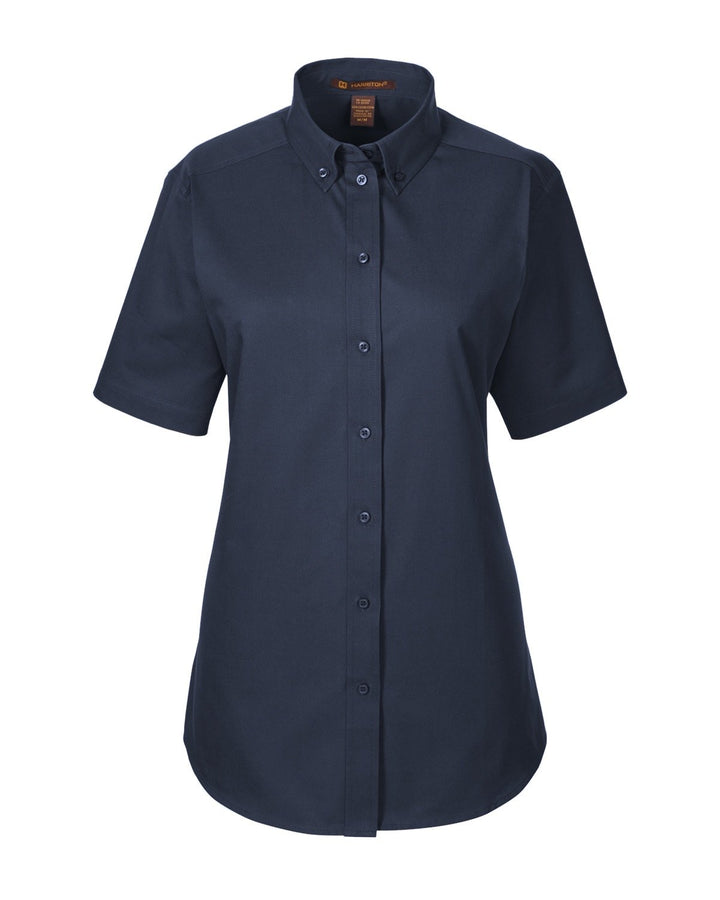 Harriton Ladies' Foundation 100% Cotton Short-Sleeve Twill Shirt with Teflon™ Harriton