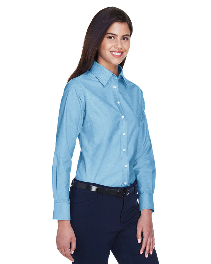 Harriton Ladies' Long-Sleeve Oxford with Stain-Release Harriton