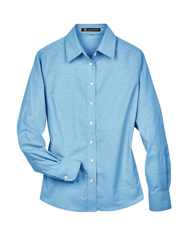 Harriton Ladies' Long-Sleeve Oxford with Stain-Release Harriton