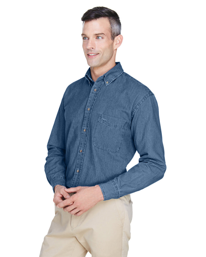 Harriton Men's Tall 6.5 oz. Long-Sleeve Denim Shirt Harriton