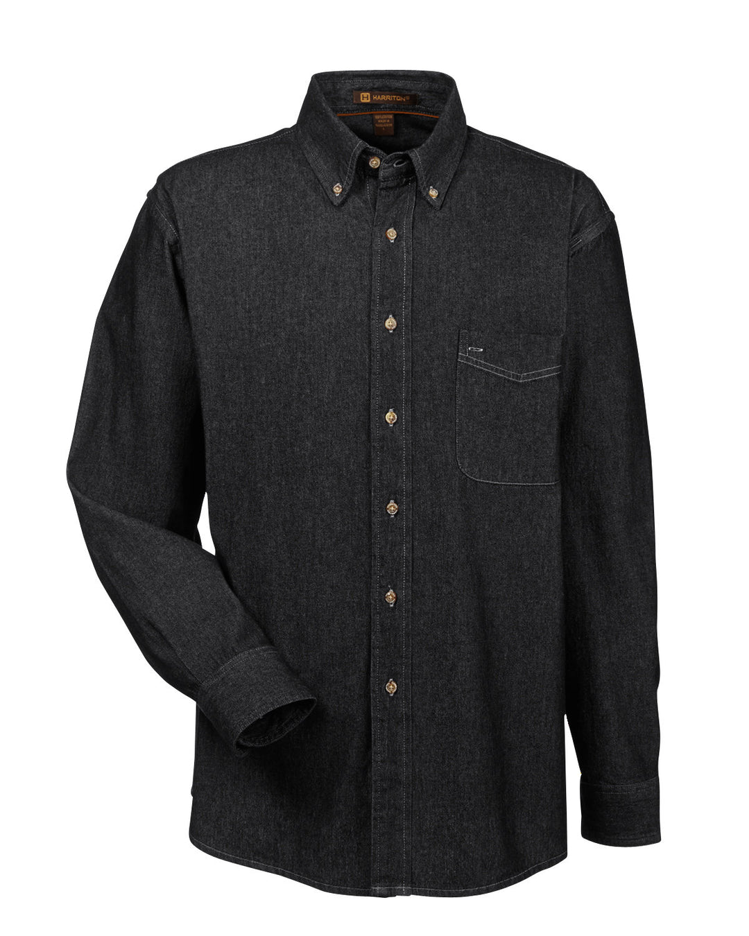 Harriton Men's Tall 6.5 oz. Long-Sleeve Denim Shirt Harriton