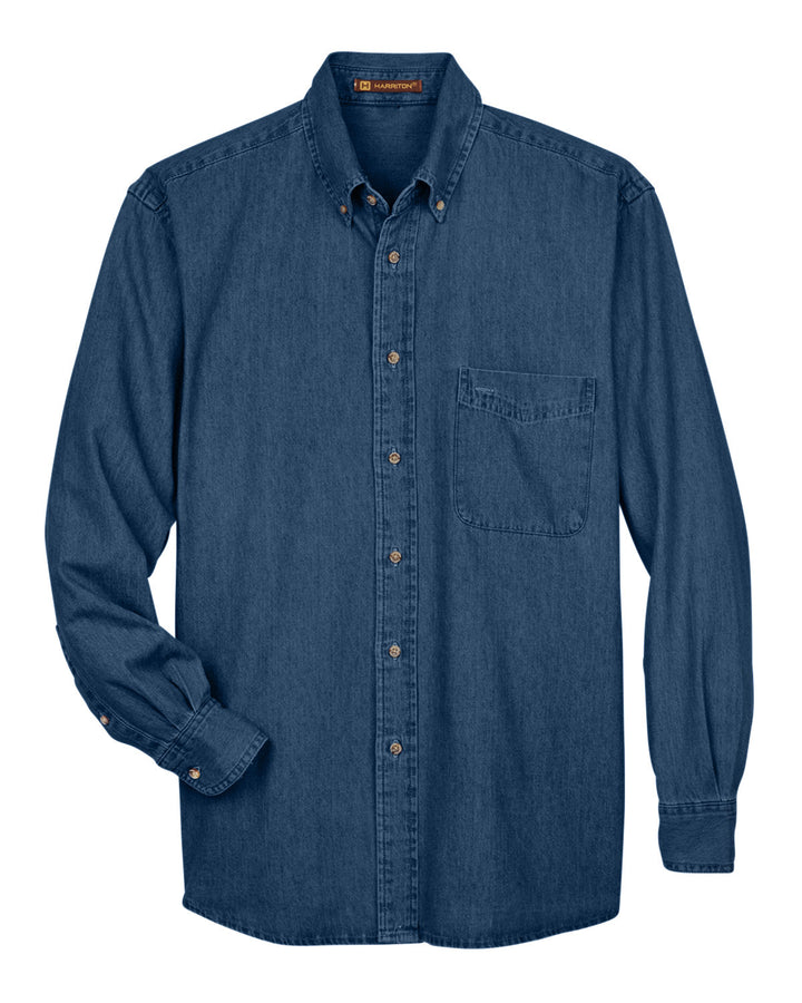 Harriton Men's Tall 6.5 oz. Long-Sleeve Denim Shirt Harriton