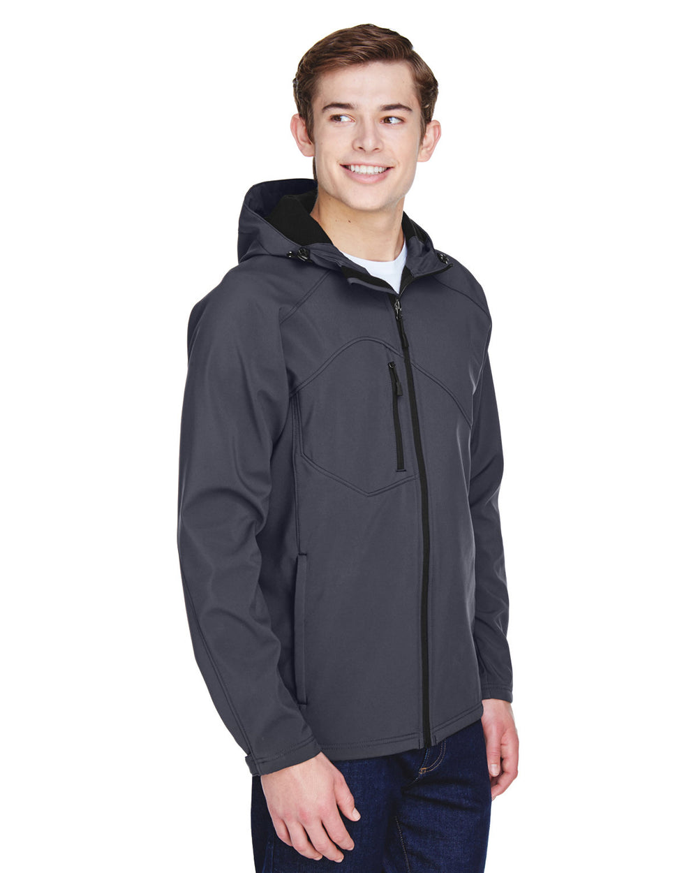 North End Men's Prospect Two-Layer Fleece Bonded Soft Shell Hooded Jacket North End