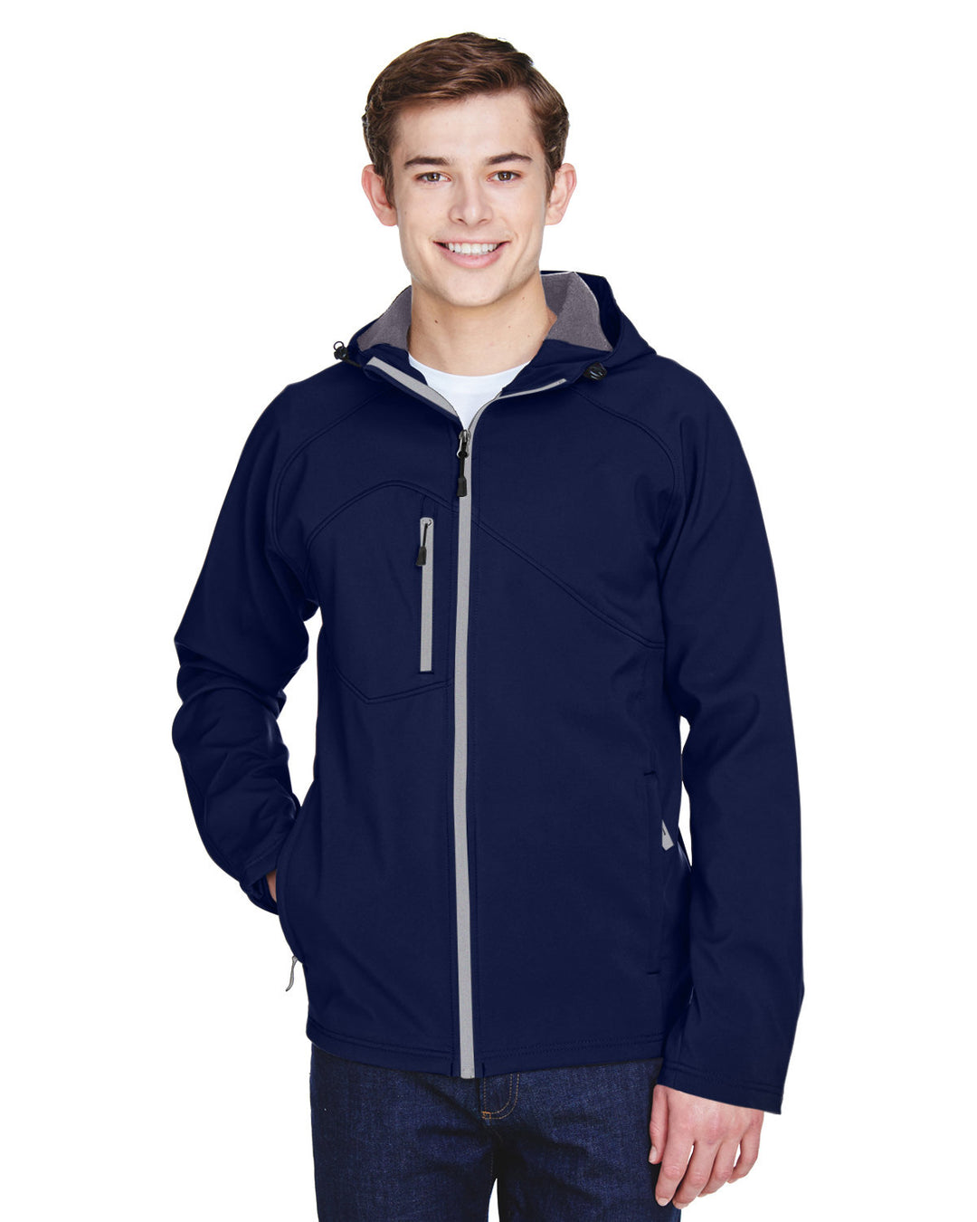 North End Men's Prospect Two-Layer Fleece Bonded Soft Shell Hooded Jacket North End