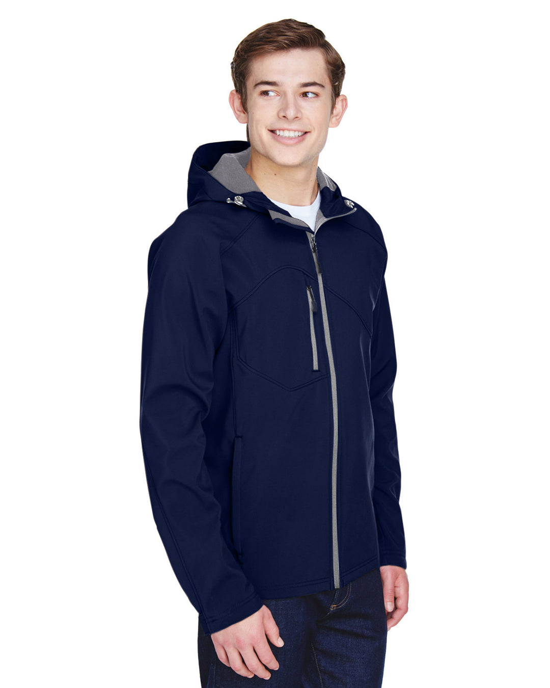 North End Men's Prospect Two-Layer Fleece Bonded Soft Shell Hooded Jacket North End