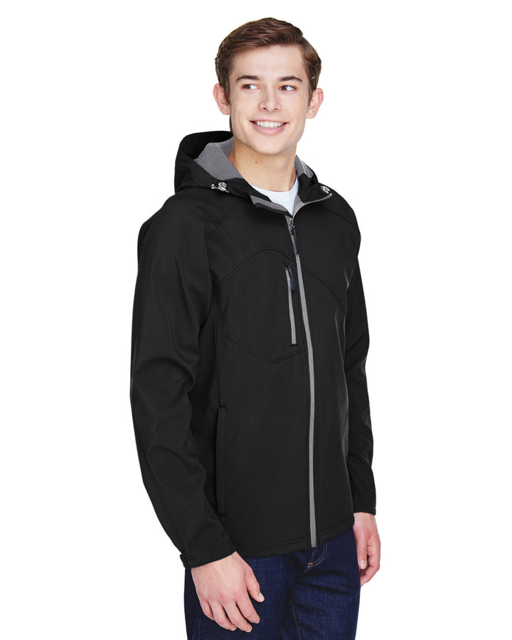 North End Men's Prospect Two-Layer Fleece Bonded Soft Shell Hooded Jacket North End