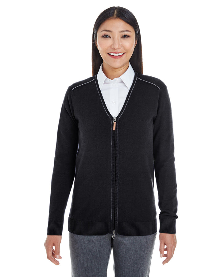 Devon & Jones Ladies' Manchester Fully-Fashioned Full-Zip Cardigan Sweater Devon & Jones