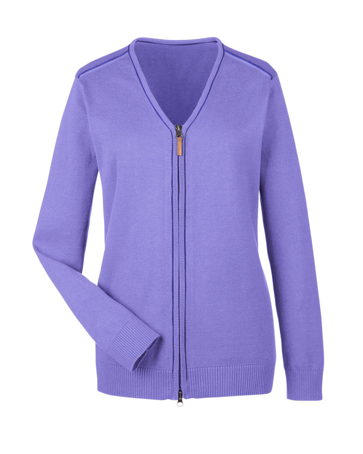 Devon & Jones Ladies' Manchester Fully-Fashioned Full-Zip Cardigan Sweater Devon & Jones