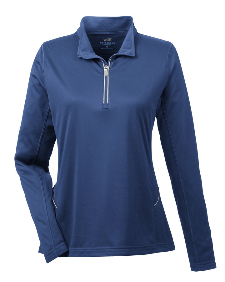 UltraClub Ladies' Cool & Dry Sport Quarter-Zip Pullover UltraClub