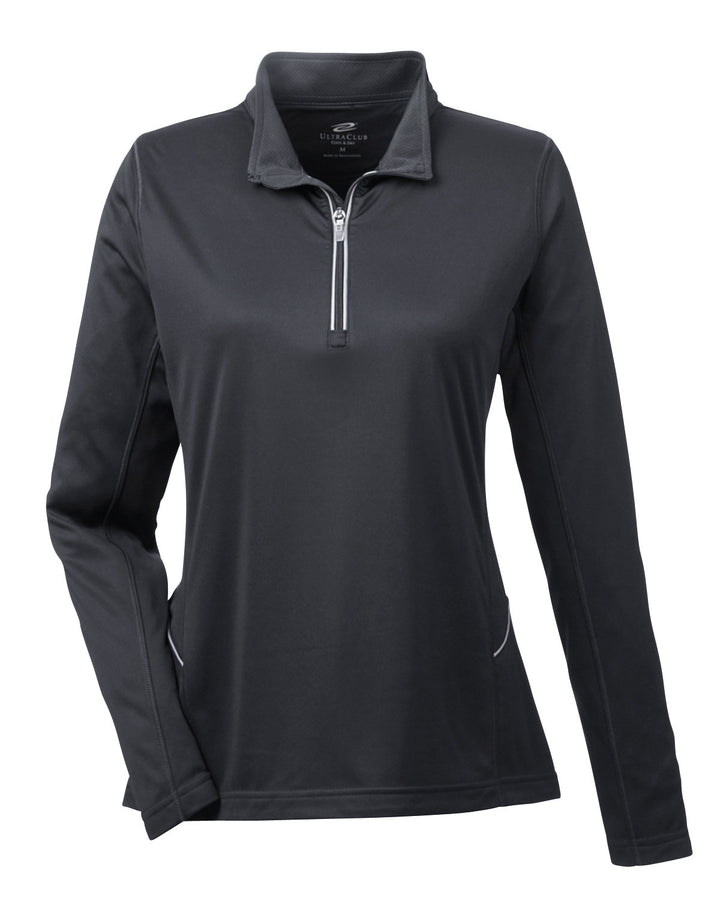 UltraClub Ladies' Cool & Dry Sport Quarter-Zip Pullover UltraClub