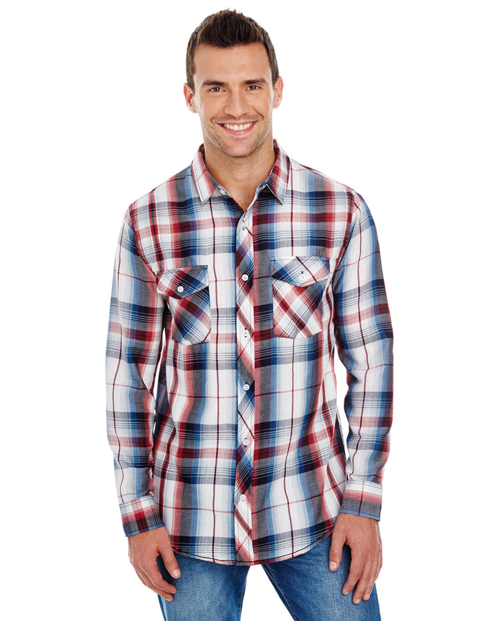 Burnside Men's Long-Sleeve Plaid Pattern Woven Shirt Burnside