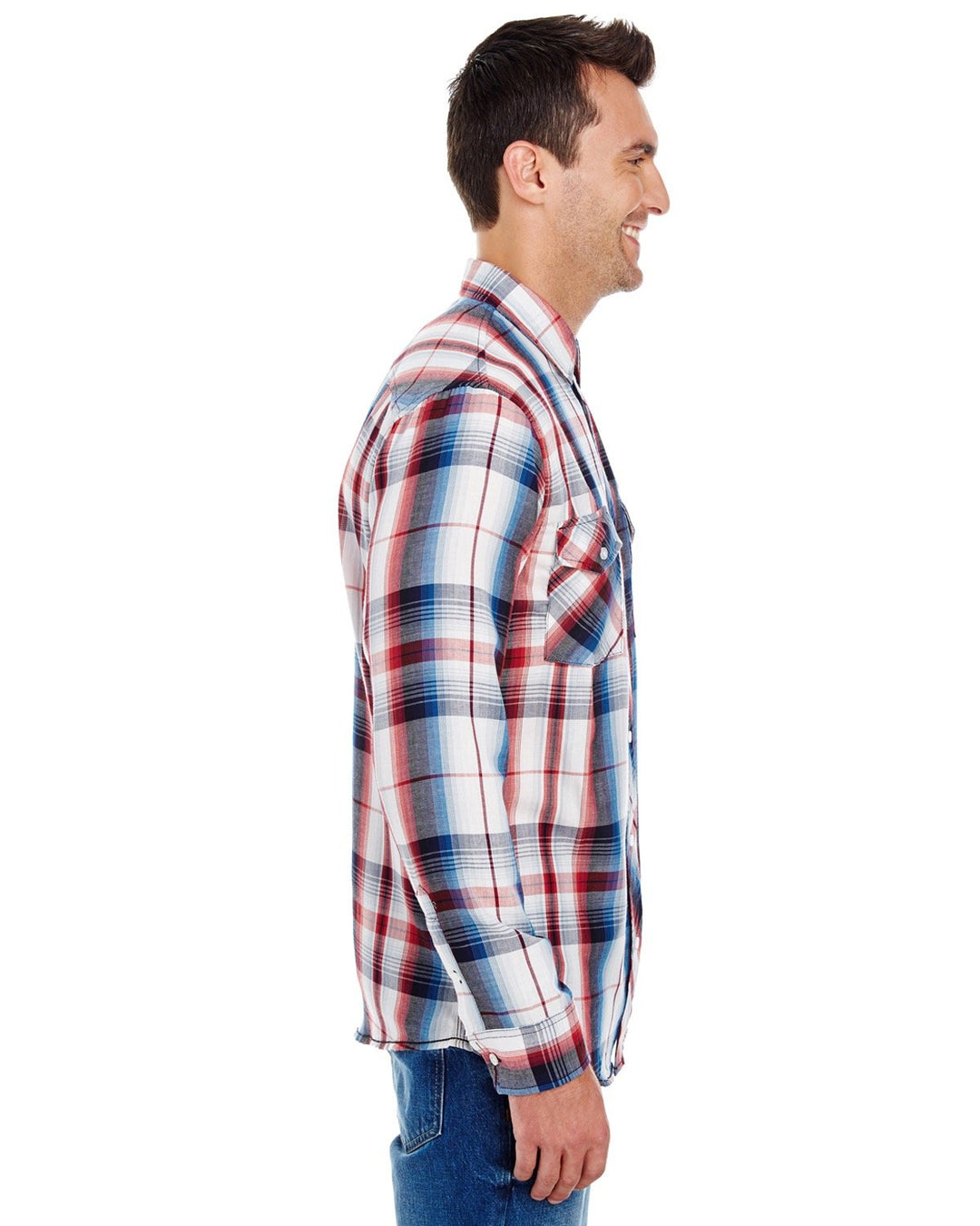 Burnside Men's Long-Sleeve Plaid Pattern Woven Shirt Burnside