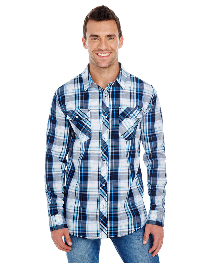 Burnside Men's Long-Sleeve Plaid Pattern Woven Shirt Burnside