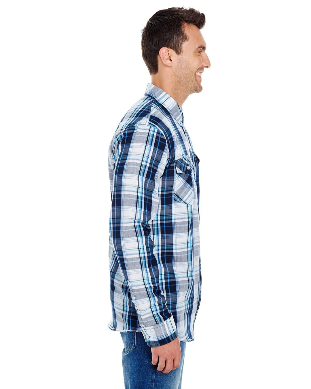 Burnside Men's Long-Sleeve Plaid Pattern Woven Shirt Burnside