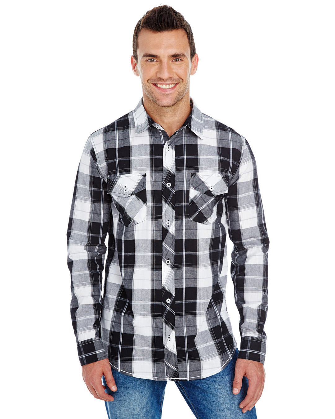 Burnside Men's Long-Sleeve Plaid Pattern Woven Shirt Burnside