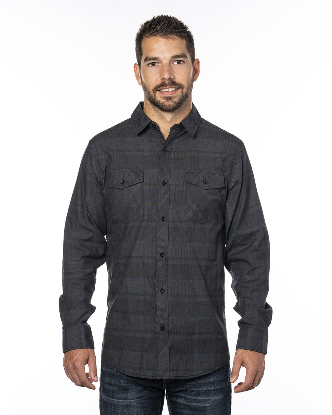 Burnside Men's Long-Sleeve Plaid Pattern Woven Shirt Burnside