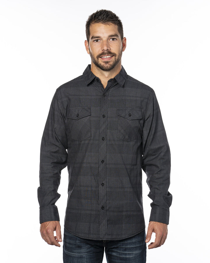 Burnside Men's Long-Sleeve Plaid Pattern Woven Shirt Burnside