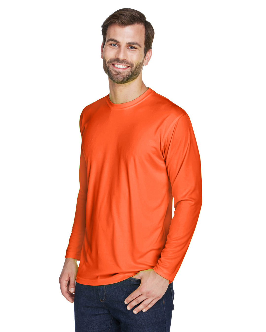 UltraClub Adult Cool & Dry Sport Long-Sleeve Performance Interlock T-Shirt T-Shirts