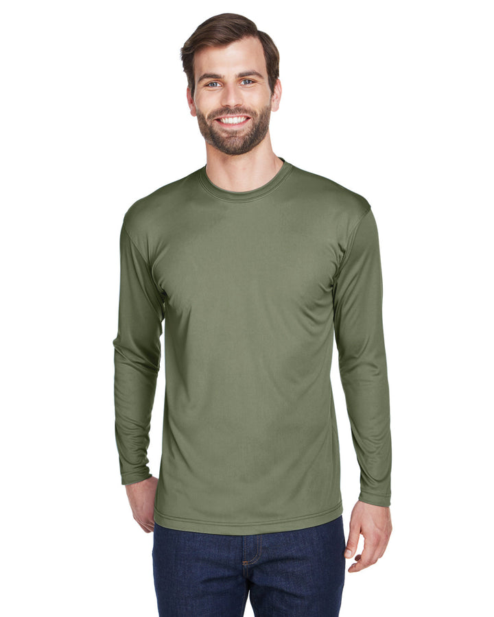 UltraClub Adult Cool & Dry Sport Long-Sleeve Performance Interlock T-Shirt T-Shirts