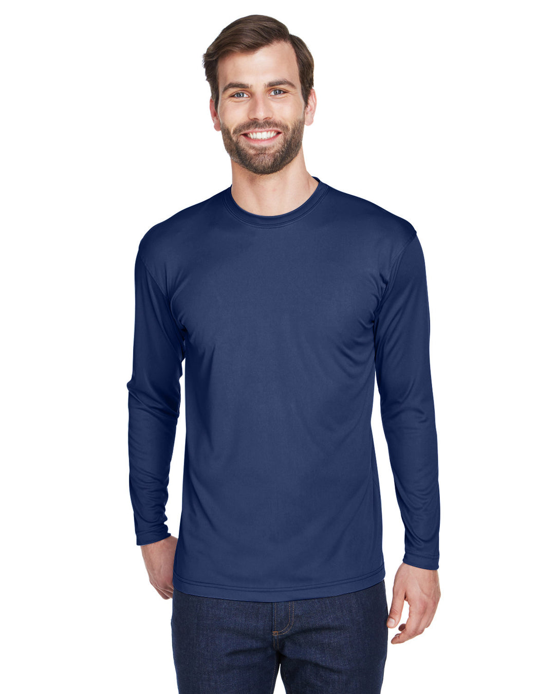 UltraClub Adult Cool & Dry Sport Long-Sleeve Performance Interlock T-Shirt T-Shirts