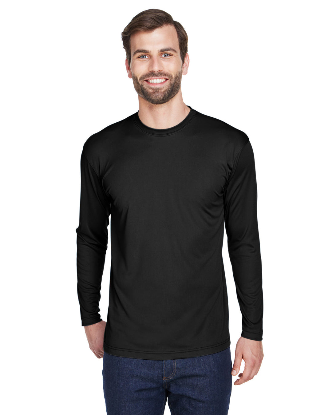 UltraClub Adult Cool & Dry Sport Long-Sleeve Performance Interlock T-Shirt T-Shirts