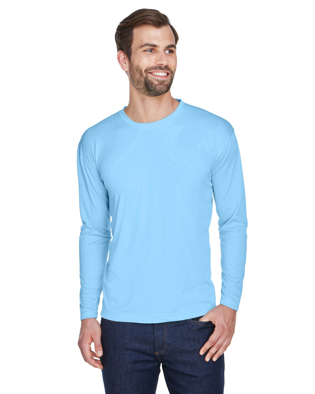 UltraClub Adult Cool & Dry Sport Long-Sleeve Performance Interlock T-Shirt T-Shirts