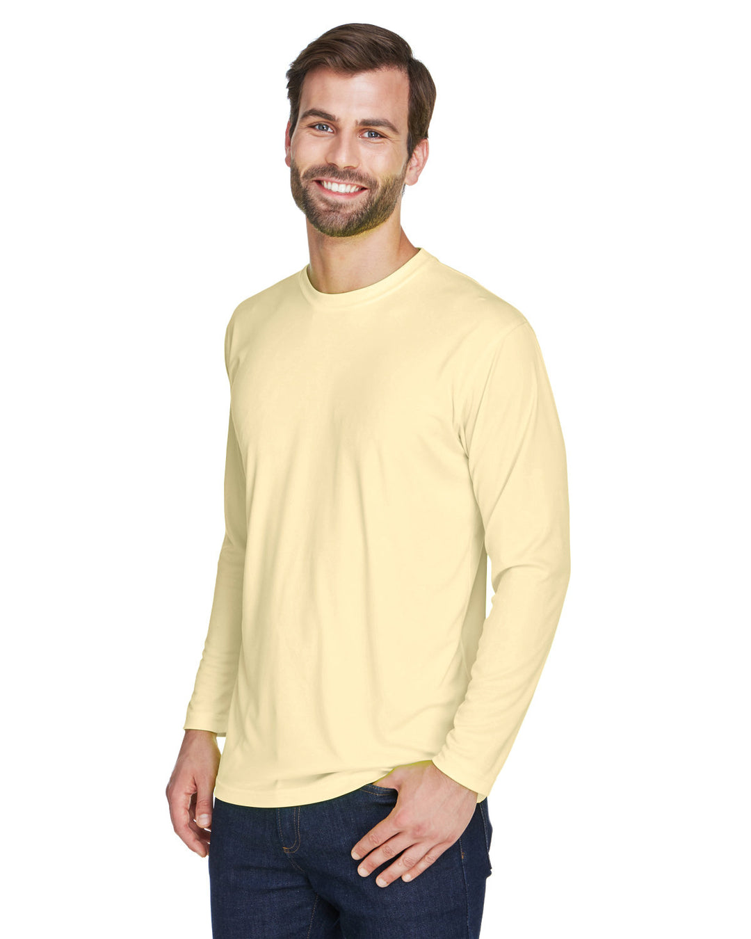 UltraClub Adult Cool & Dry Sport Long-Sleeve Performance Interlock T-Shirt T-Shirts