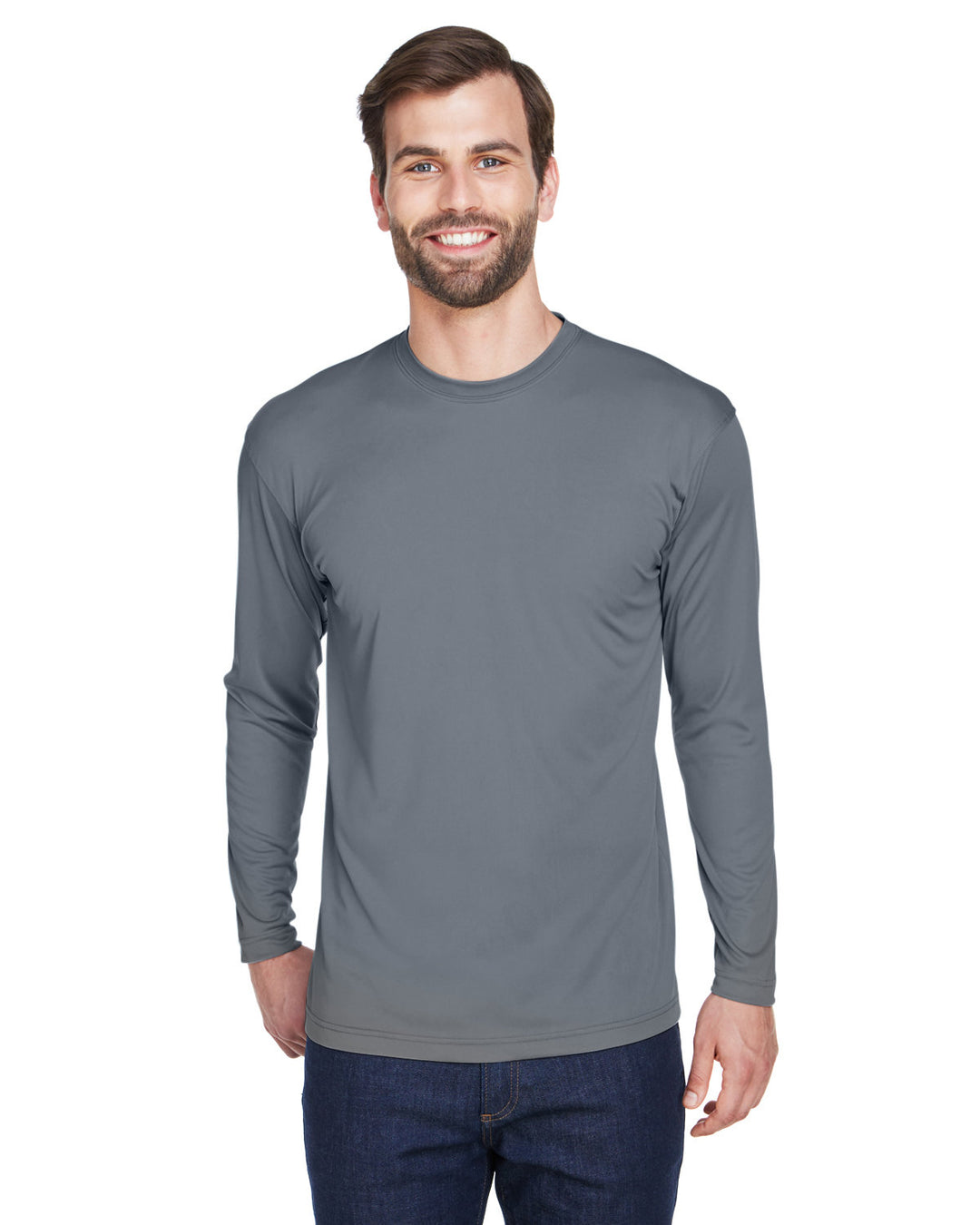 UltraClub Adult Cool & Dry Sport Long-Sleeve Performance Interlock T-Shirt T-Shirts