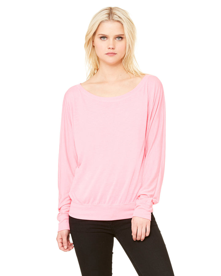 BELLA + CANVAS Ladies' Flowy Long-Sleeve Off Shoulder T-Shirt