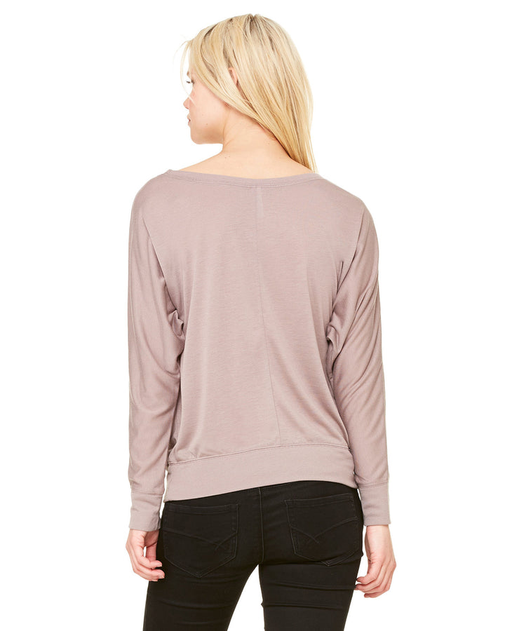 BELLA + CANVAS Ladies' Flowy Long-Sleeve Off Shoulder T-Shirt