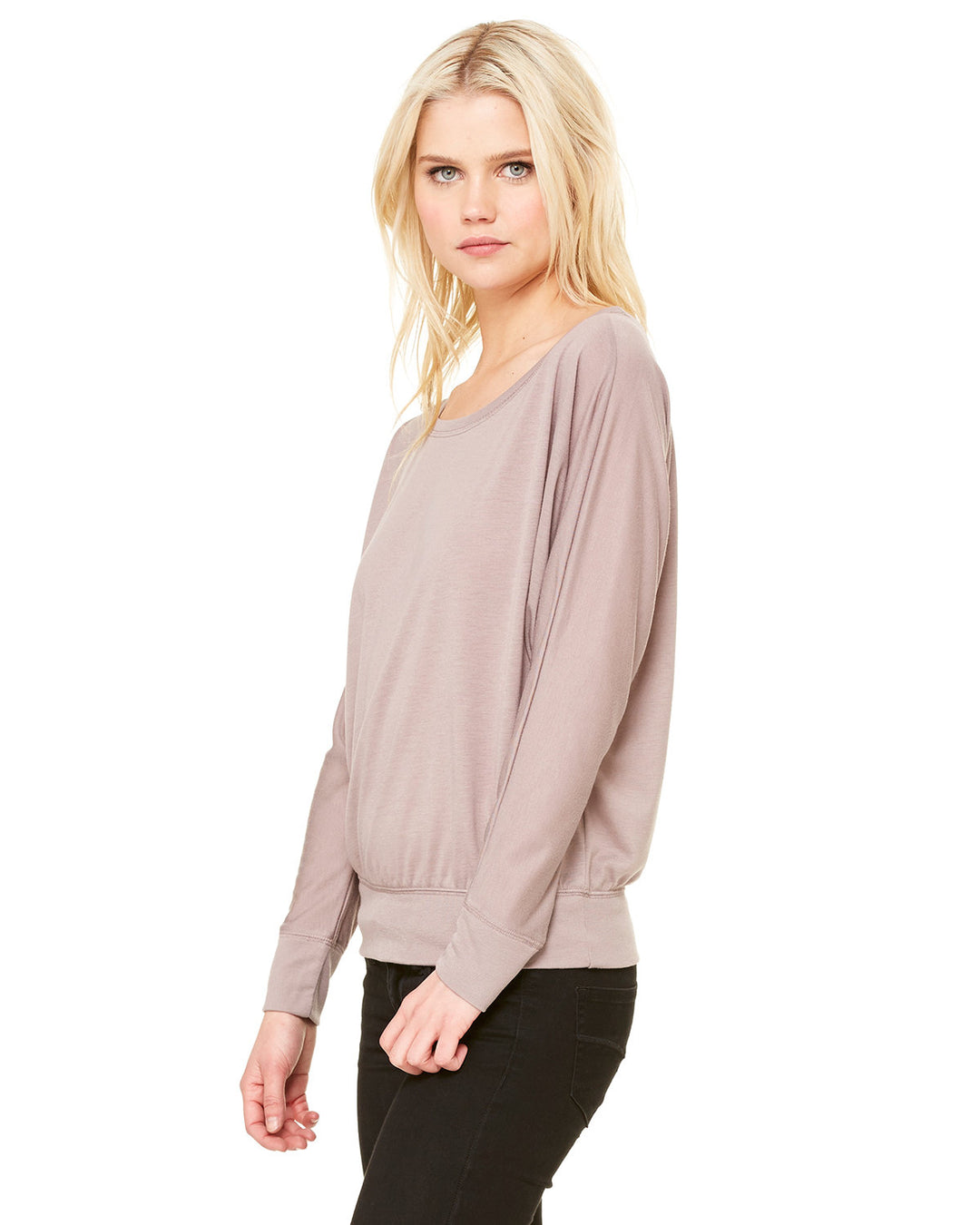 BELLA + CANVAS Ladies' Flowy Long-Sleeve Off Shoulder T-Shirt