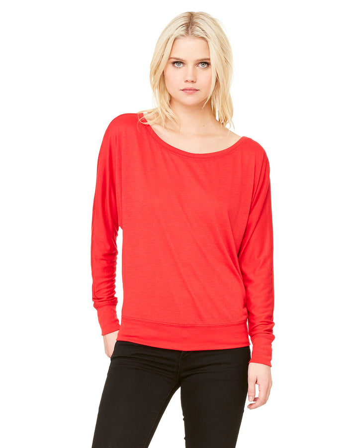 BELLA + CANVAS Ladies' Flowy Long-Sleeve Off Shoulder T-Shirt