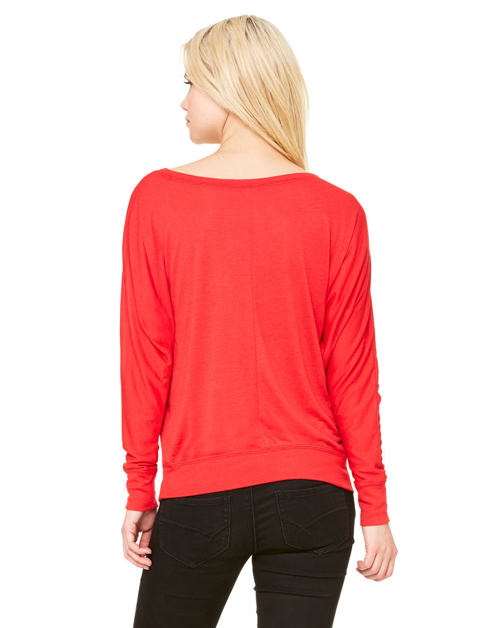 BELLA + CANVAS Ladies' Flowy Long-Sleeve Off Shoulder T-Shirt