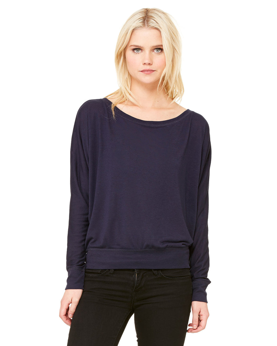 BELLA + CANVAS Ladies' Flowy Long-Sleeve Off Shoulder T-Shirt