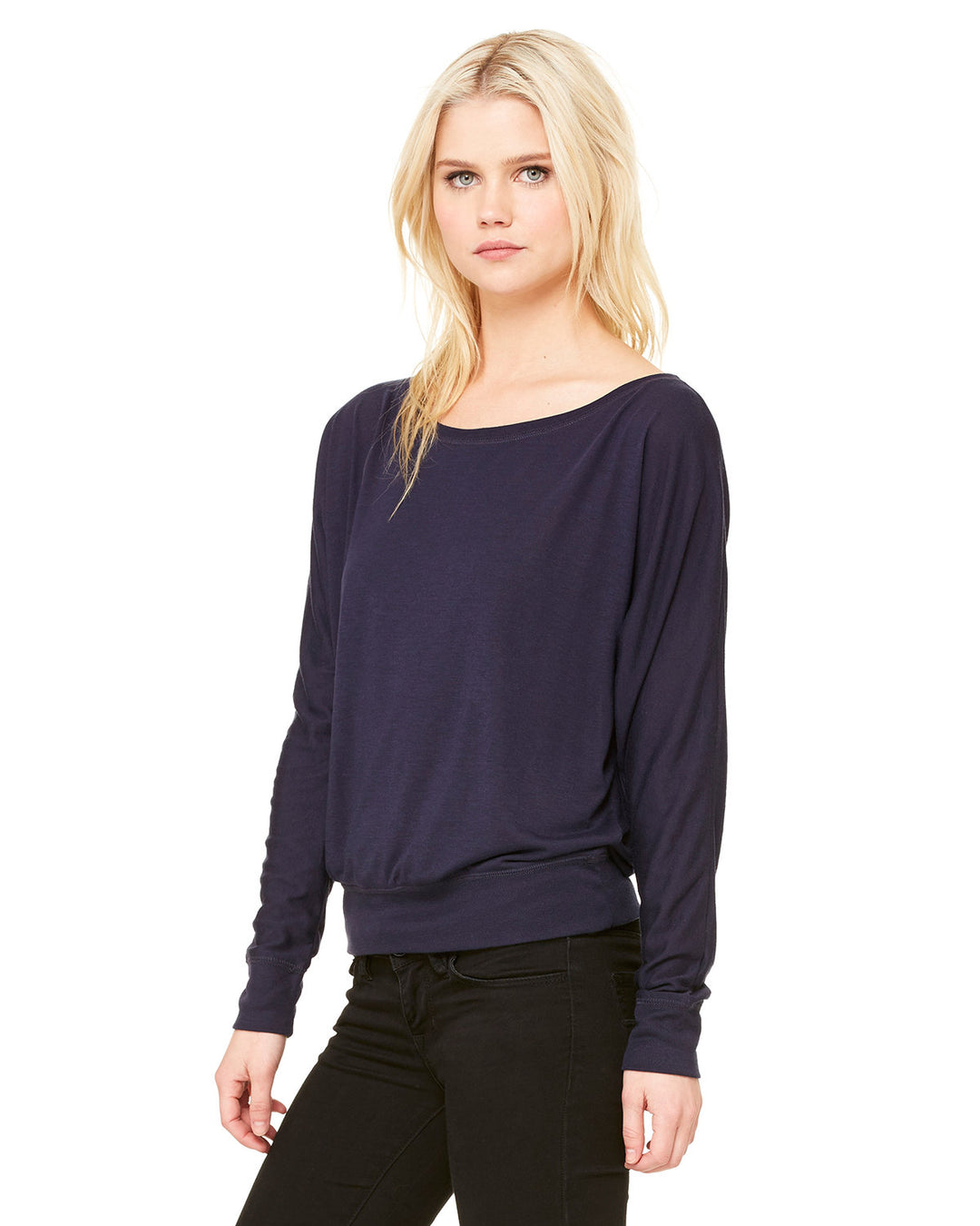 BELLA + CANVAS Ladies' Flowy Long-Sleeve Off Shoulder T-Shirt