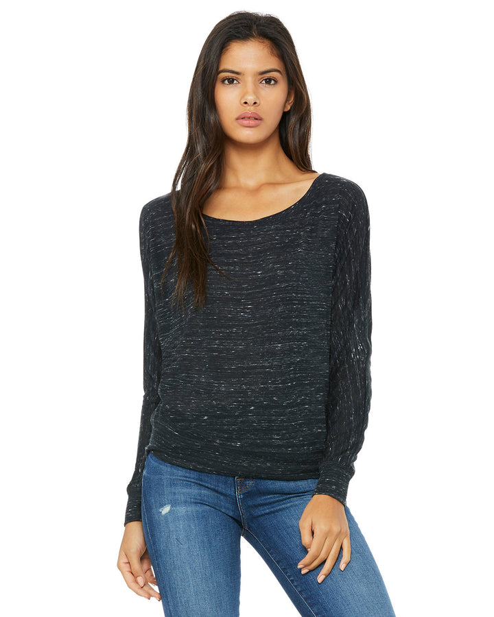 BELLA + CANVAS Ladies' Flowy Long-Sleeve Off Shoulder T-Shirt