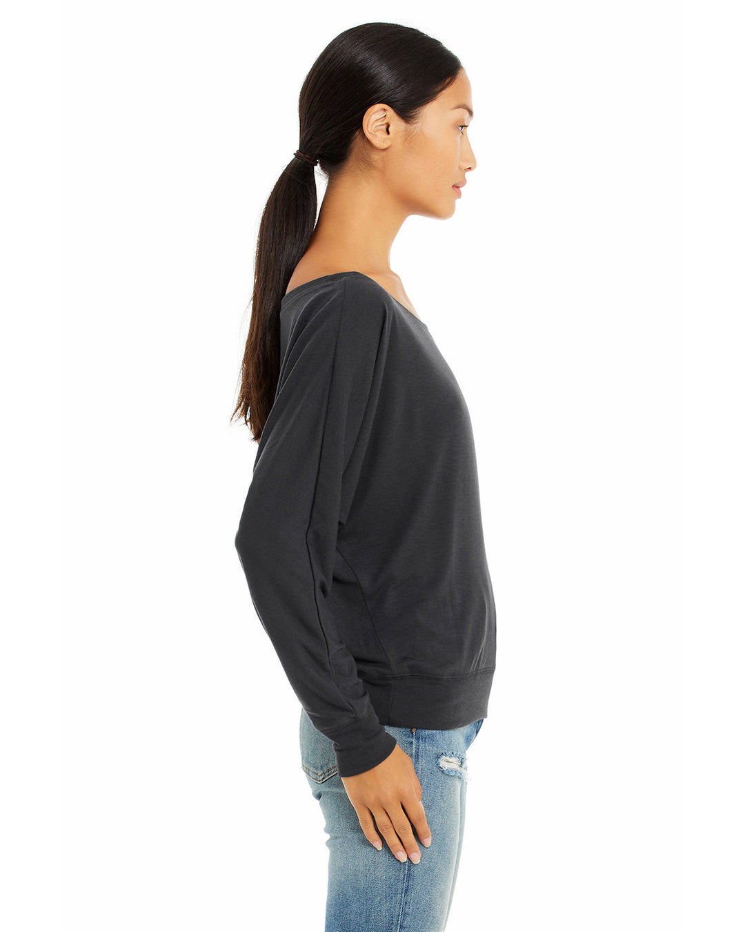 BELLA + CANVAS Ladies' Flowy Long-Sleeve Off Shoulder T-Shirt