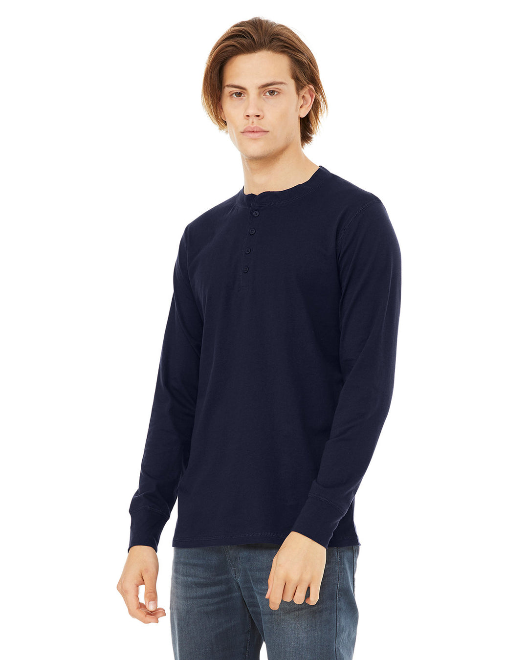 BELLA + CANVAS Men's Jersey Long-Sleeve Henley