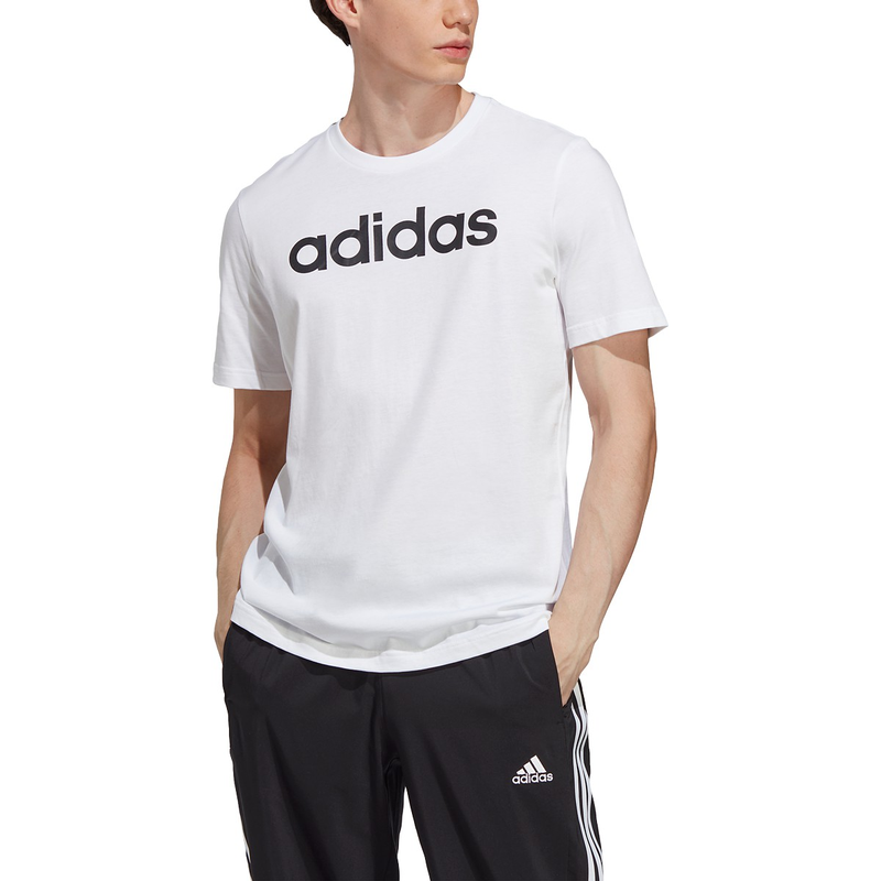 adidas Men\'s Essentials Single Linear – T-Shirt Outfitters League Embroidered Jersey Logo