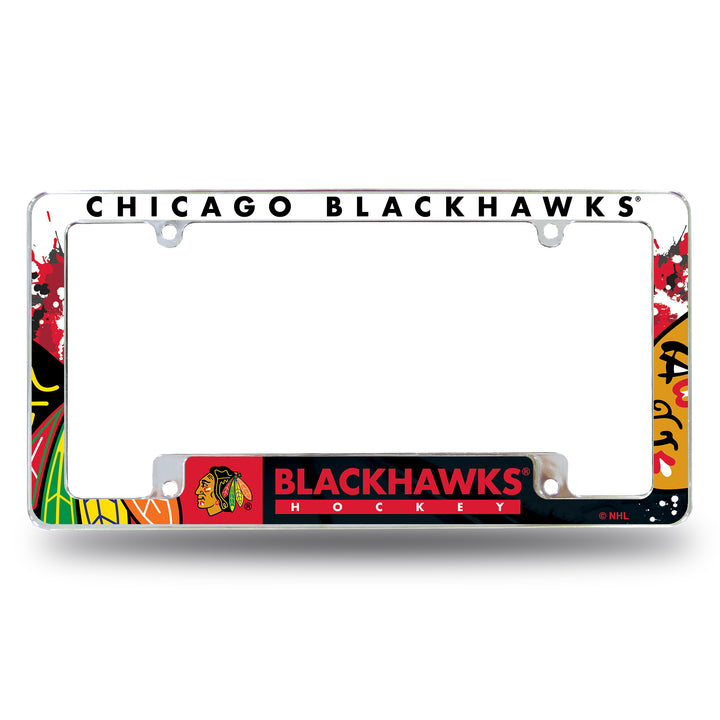 NHL Chicago Blackhawks All Over Chrome Frame Fan Gear NHL Chicago Blackhawks